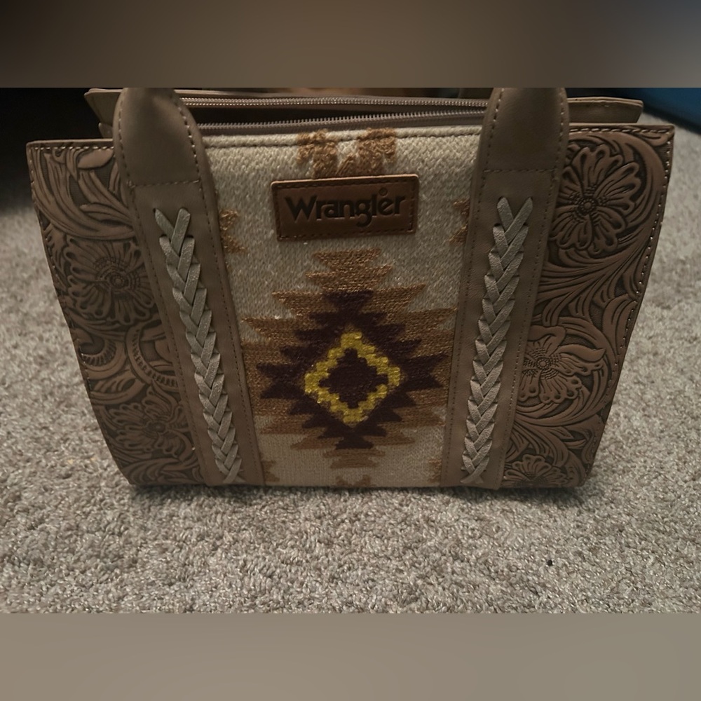 Small Wrangler Tan and Yellow Geometric Tote
